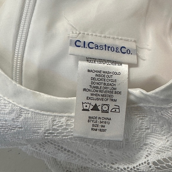 C.I Castro & Co Baptism Christening Wedding Lace Special Occasion Dress  9m - Picture 6 of 6